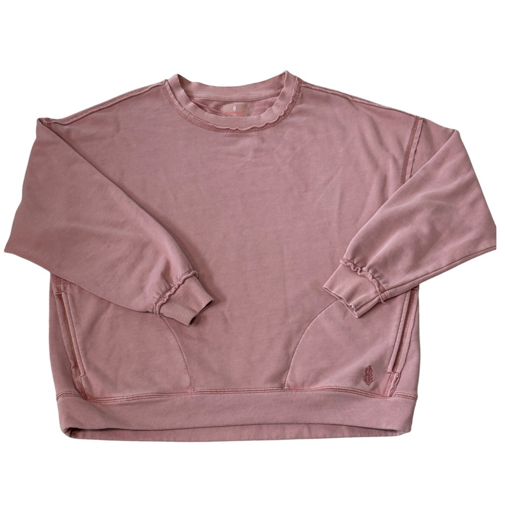 Free People Movement Metti Crewneck Sweatshirt Pink Rose XS Oversized Fit Boho